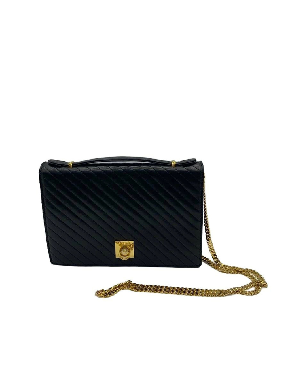 Celine Chain Shoulder Bag Leather Black